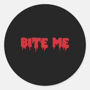 Bite Me Shirt Blood Red Vampire Beängstigendes Par Runder Aufkleber