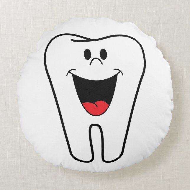 "BITE ME"-TOOTH RUNDES KISSEN (Vorderseite)