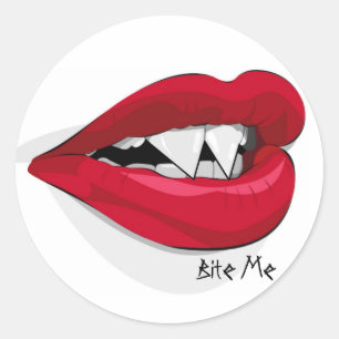 Bite Me Vampira Mouth Runder Aufkleber