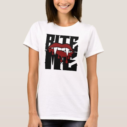 Bite me Vampire Fangs | Sassy Halloween Mouth T-Shirt (Vorderseite)