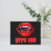 Bite Me Vampire Halloween Postkarte (Stehend Vorderseite)