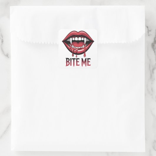 Bite Me Vampire Mouth Quadratischer Aufkleber (Tasche)