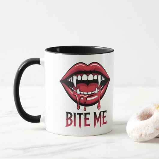 Bite Me Vampire Mouth Tasse (Mit Donut)