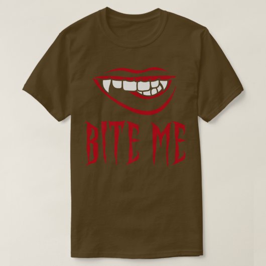 Bite Me Vampire Teeth Costume für Halloween T-Shirt (Design vorne)