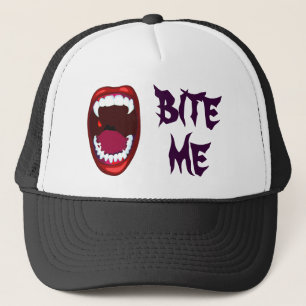Bite Me Vampire Teeth Demon Fangs Camps Horror Truckerkappe