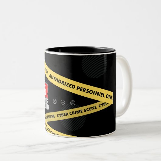 Bite Sized Cyber Crime Banner Tasse (VorderseiteRechts)