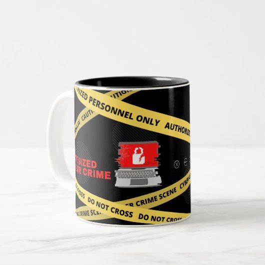 Bite Sized Cyber Crime Banner Tasse (Vorderseite Links)