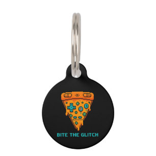 Bite the Glitch Retro 8-Bit Pixel Pizza Gamer Haustiermarke