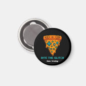 Bite the Glitch Retro 8-Bit Pixel Pizza Gamer Magnet (Vorderseite/Rückseite)