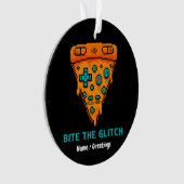 Bite the Glitch Retro 8-Bit Pixel Pizza Gamer Ornament (Vorderseite)
