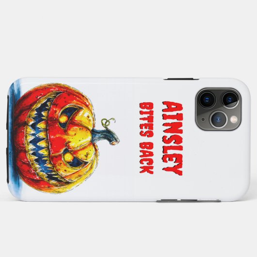 Bites Back Pumpkin Funny Halloween Design Case-Mate iPhone Hülle (Rückseite (Horizontal))