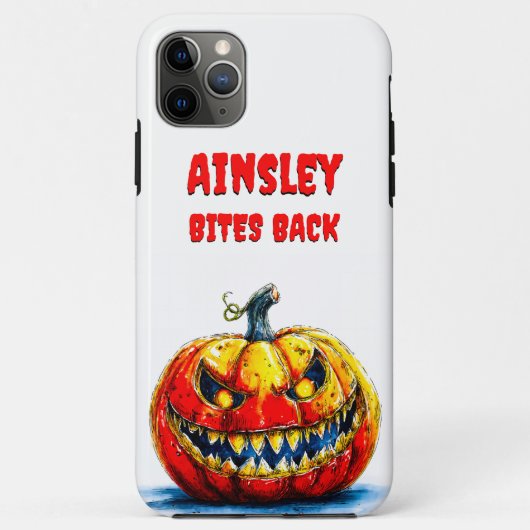 Bites Back Pumpkin Funny Halloween Design Case-Mate iPhone Hülle (Rückseite)