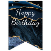 Bithday Agate Navy Blue Gold Marmor Bunting Flags Wimpelkette (Erste Fahne)