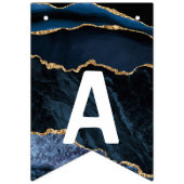 Bithday Agate Navy Blue Gold Marmor Bunting Flags Wimpelkette (Dritte Fahne)