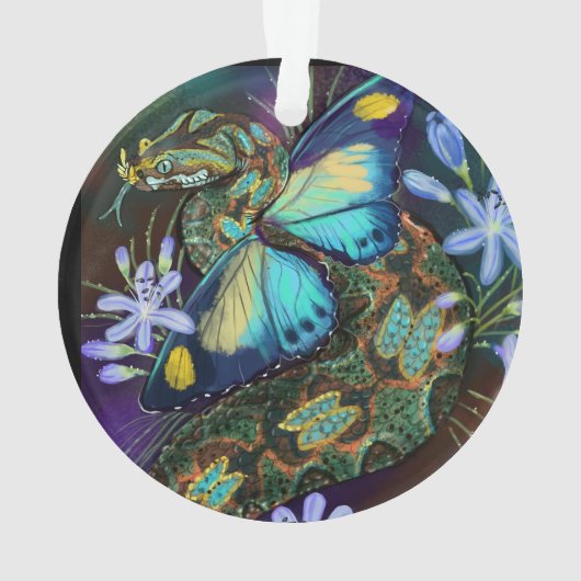 Bitis Nasicornis Butterfly Viper Art Ornament (Rückseite)