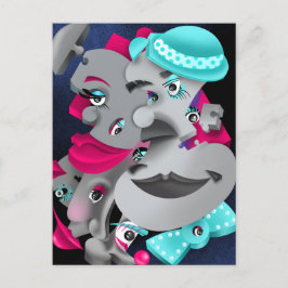 Bits and Pieces - Surreal Puzzle Faces Postcard Postkarte