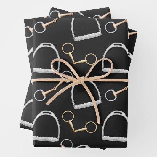 Bits and Stirrups Equestrian Geschenkpapier Set (Beispiel)