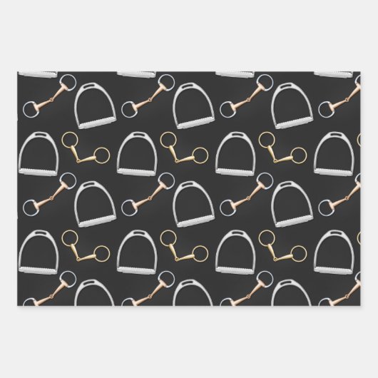 Bits and Stirrups Equestrian Geschenkpapier Set (Vorderseite)