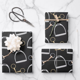 Bits and Stirrups Equestrian Geschenkpapier Set