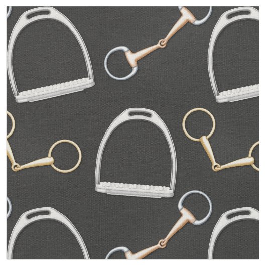 Bits and Stirrups Equestrian (kleiner Maßstab) Stoff (Nahaufnahme)
