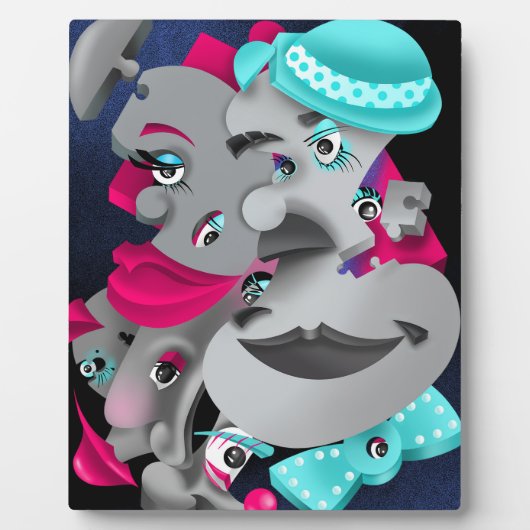Bits & Pieces - Surreal Jigsaw Faces Artwork Fotoplatte (Vorderseite)
