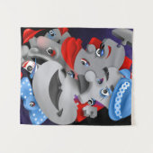 Bits & Pieces - Surreal Jigsaw Faces Artwork Wandteppich (Vorderseite (Horizontal))