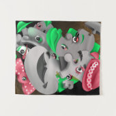 Bits & Pieces - Surreal Jigsaw Faces Artwork Wandteppich (Vorderseite (Horizontal))