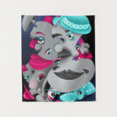 Bits & Pieces - Surreal Jigsaw Faces Artwork Wandteppich (Vorderseite)