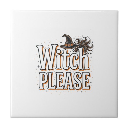 Bitte alte Hexe Halloween-Vektordesign_1 Fliese (Vorderseite)