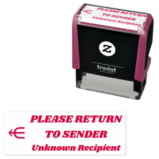 "BITTE AN DEN SENDER ZURÜCKKEHREN" "Unbekannter Em Permastempel (Beispiel)