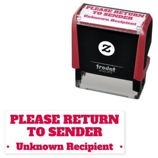 "BITTE AN DEN SENDER ZURÜCKKEHREN" "Unbekannter Em Permastempel (Beispiel)