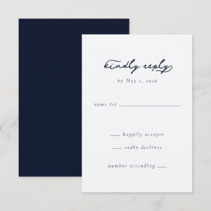 Bitte antworten Sie Elegant Navy Minimalistisch RSVP Karte