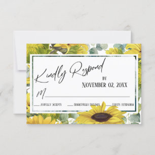 Bitte antworten Sonnenblume und Eukalyptus-Rand RSVP Karte
