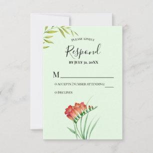 Bitte antworten Wasserfarbe Orange Crocosmia Lucif RSVP Karte