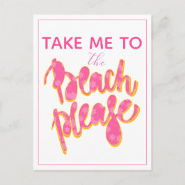 BITTE BEACH | Rosa und orangefarbene Typografie un Postkarte