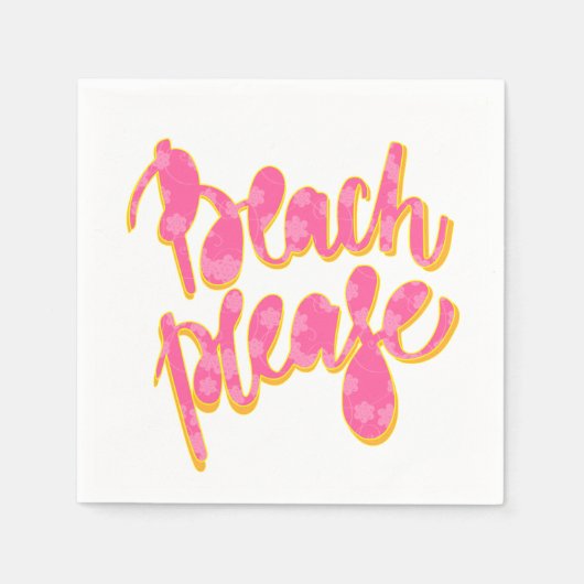 BITTE BEACH | Rosa und orangefarbene Typografie un Serviette (Vorderseite)