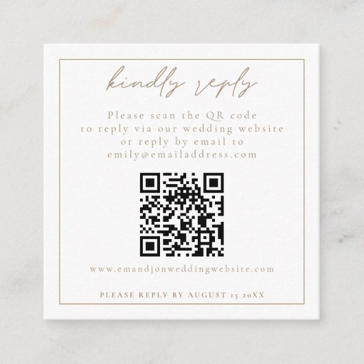 Bitte beantworten Sie QR Code Champagne Wedding RS Begleitkarte (Vorderseite)