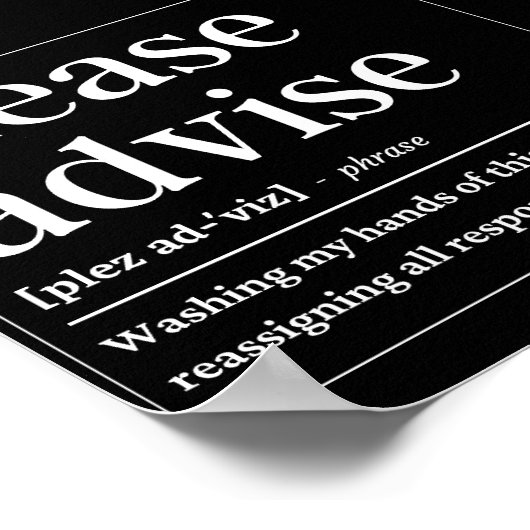 Bitte beraten Sie Funny Definition Poster (Ecke)