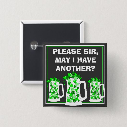 Bitte Bier ich, Tassen o Kleeblätter Button (Vorne & Hinten)