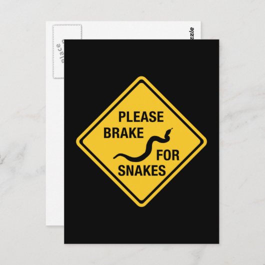 Bitte bremst Schlangen, Verkehrszeichen, Kanada Postkarte (Vorne/Hinten)