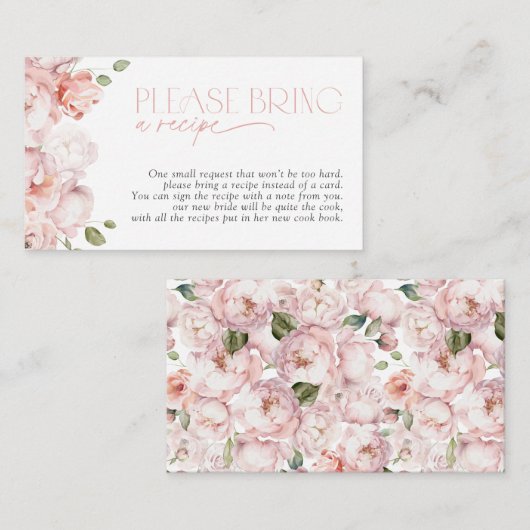 Bitte bringen Sie ein Rezept Blush Pink Floral Dus Begleitkarte (Vorne/Hinten)