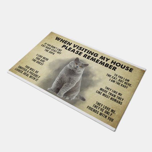 Bitte denken Sie beim Besuch meines Hauses an den Fußmatte (Schrägansicht)