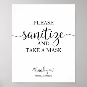 Bitte desinfizieren und eine Maske tragen Hochzeit Poster