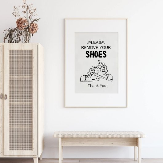 Bitte entfernen Sie Ihre Schuhe Grafik illustriert Poster