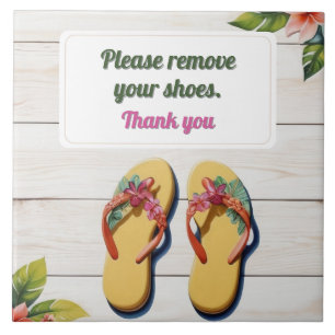 Bitte entfernen Sie Ihre Schuhe Hawaiian Style Fli Fliese