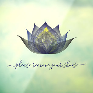 Bitte entfernen Sie Ihre Schuhe Lotus Blume Yoga S Fensteraufkleber