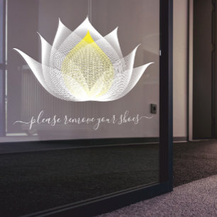 Bitte entfernen Sie Ihre Schuhe Lotus Flower Yoga Fensteraufkleber