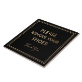 Bitte entfernen Sie Ihre Schuhe Schild schwarz und Fliese (Seite)