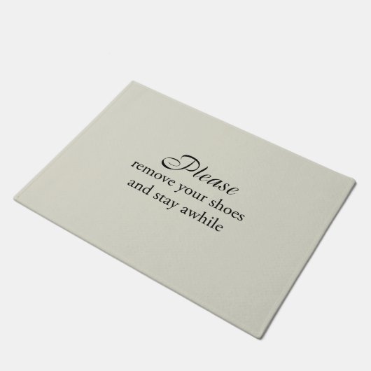 Bitte entfernen Sie Ihre Schuhe und Bleibe Sie ein Fußmatte (Schrägansicht)