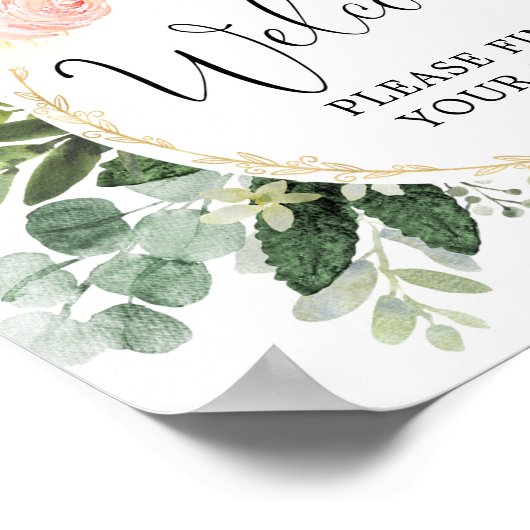 Bitte finden Sie Ihr Sitzschild in rosa Grün Poster (Ecke)